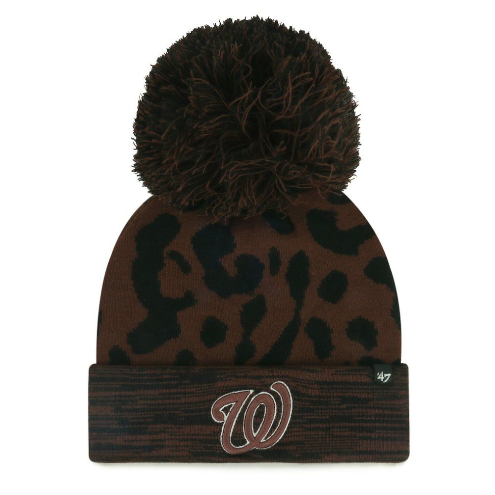 Washington Nationals Women's Rosette Cuffed Knit Hat with Pom - Brown | 47 brand