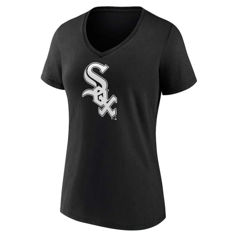 Chicago White Sox Women's Monochrome Personalized Name & Number V-Neck T-Shirt - Black
