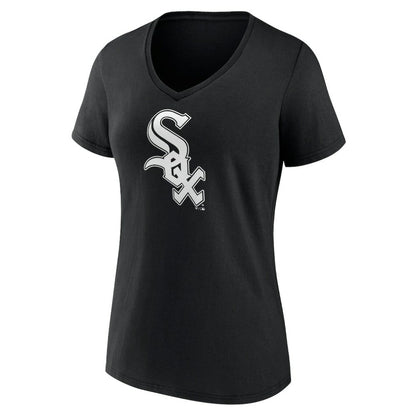 Chicago White Sox Women's Monochrome Personalized Name & Number V-Neck T-Shirt - Black