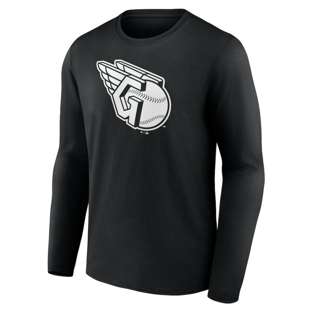 Cleveland Guardians Monochrome Personalized Name & Number Long Sleeve T-Shirt - Black