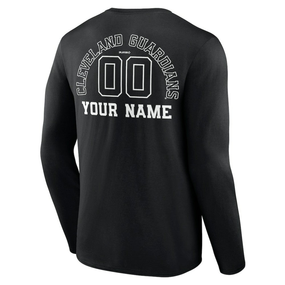 Cleveland Guardians Monochrome Personalized Name & Number Long Sleeve T-Shirt - Black