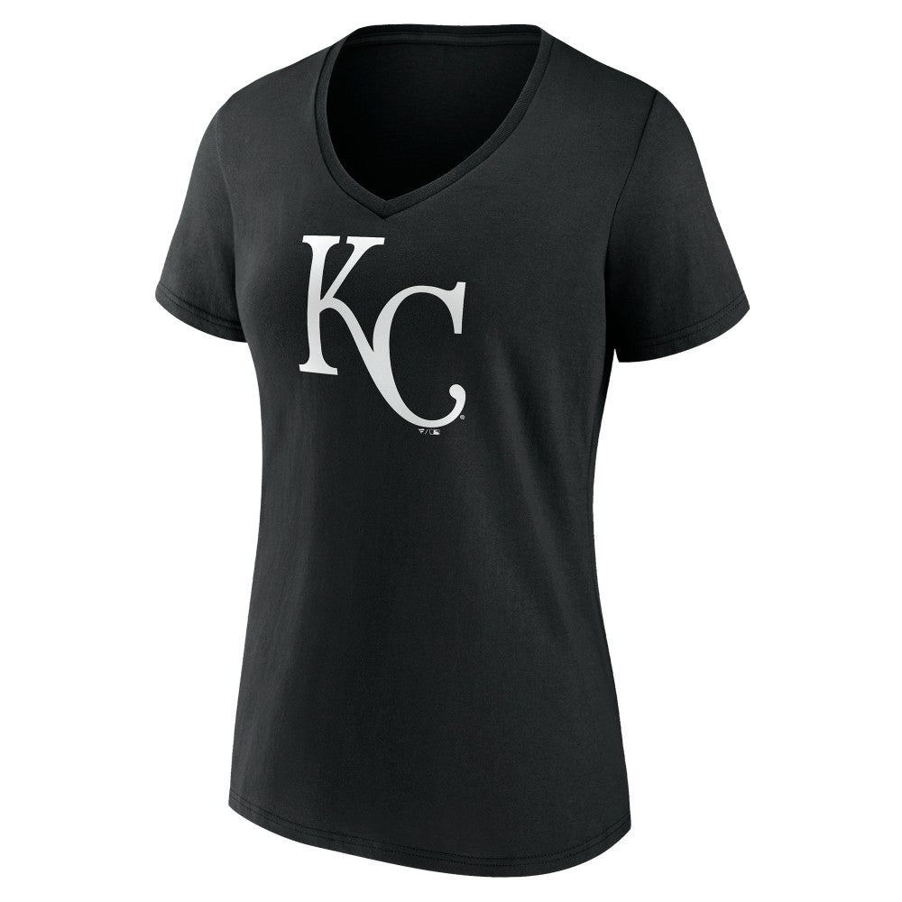 Kansas City Royals Women's Monochrome Personalized Name & Number V-Neck T-Shirt - Black