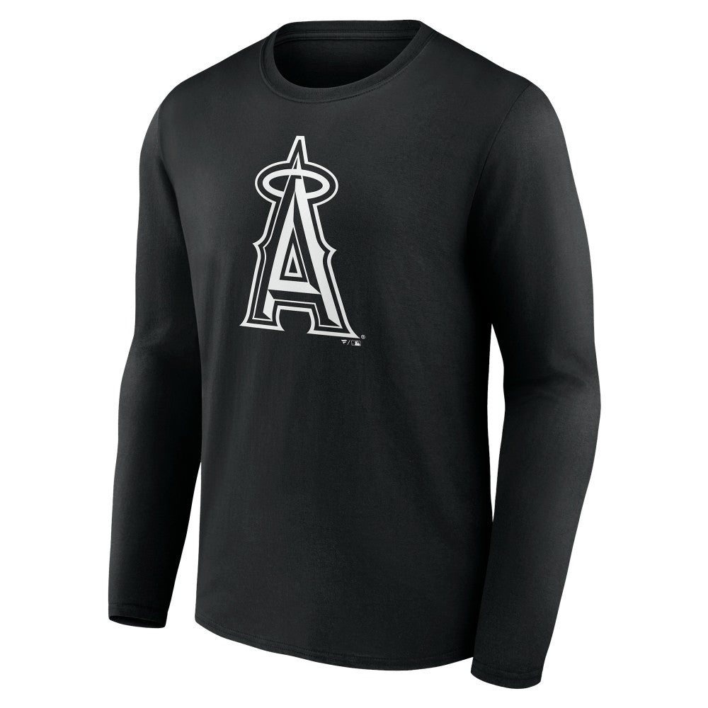 Los Angeles Angels Monochrome Personalized Name & Number Long Sleeve T-Shirt - Black
