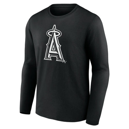Los Angeles Angels Monochrome Personalized Name & Number Long Sleeve T-Shirt - Black