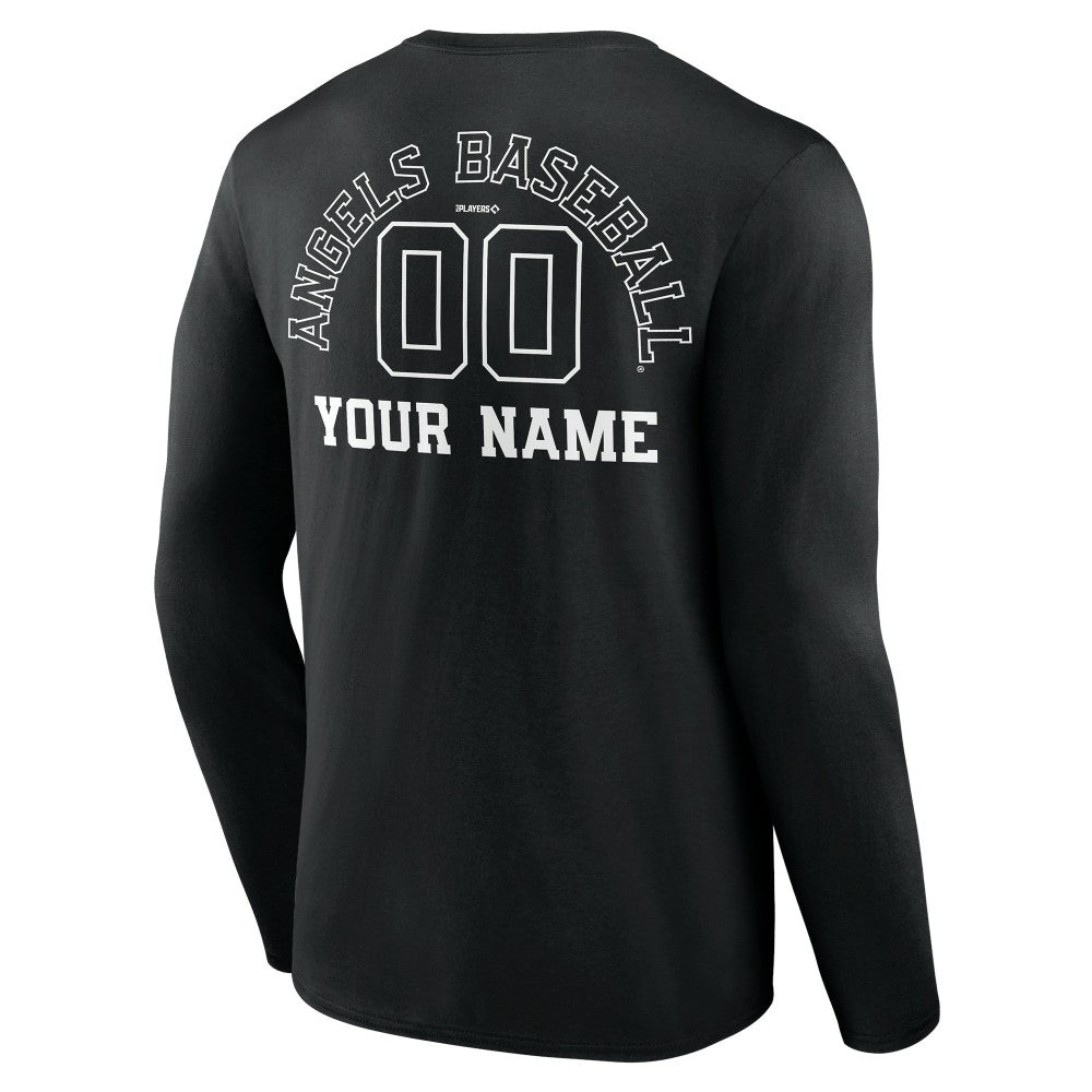 Los Angeles Angels Monochrome Personalized Name & Number Long Sleeve T-Shirt - Black
