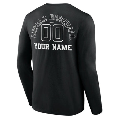 Los Angeles Angels Monochrome Personalized Name & Number Long Sleeve T-Shirt - Black