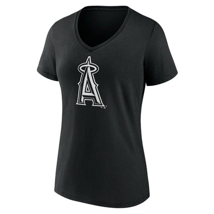 Los Angeles Angels Women's Monochrome Personalized Name & Number V-Neck T-Shirt - Black