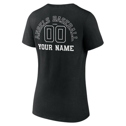 Los Angeles Angels Women's Monochrome Personalized Name & Number V-Neck T-Shirt - Black
