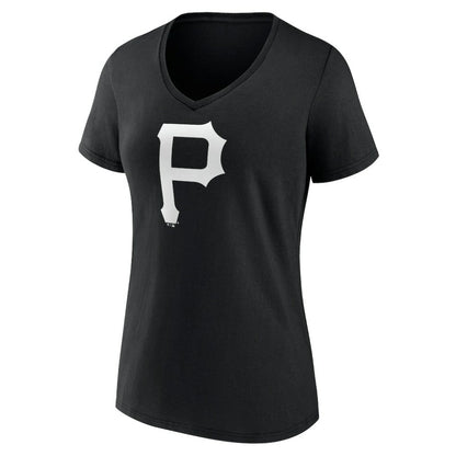 Pittsburgh Pirates Women's Monochrome Personalized Name & Number V-Neck T-Shirt - Black