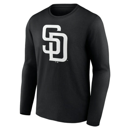 San Diego Padres Monochrome Personalized Name & Number Long Sleeve T-Shirt - Black