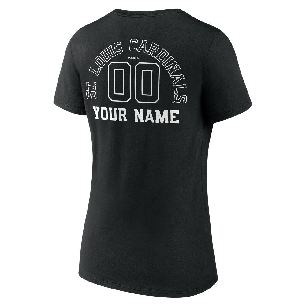St. Louis Cardinals Women's Monochrome Personalized Name & Number V-Neck T-Shirt - Black