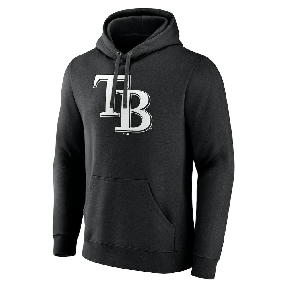 Tampa Bay Rays Monochrome Personalized Name & Number Pullover Hoodie - Black