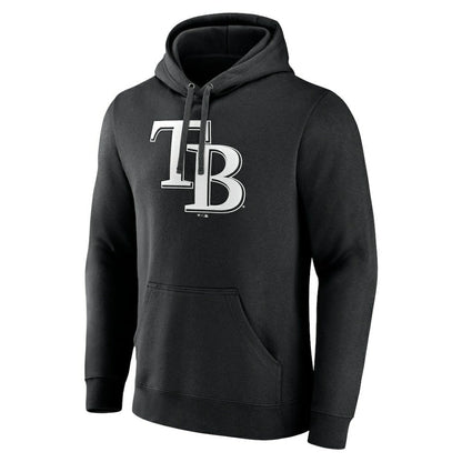 Tampa Bay Rays Monochrome Personalized Name & Number Pullover Hoodie - Black