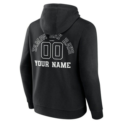 Tampa Bay Rays Monochrome Personalized Name & Number Pullover Hoodie - Black