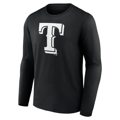 Texas Rangers Monochrome Personalized Name & Number Long Sleeve T-Shirt - Black