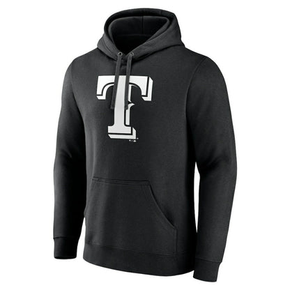 Texas Rangers Monochrome Personalized Name & Number Pullover Hoodie - Black