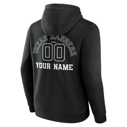 Texas Rangers Monochrome Personalized Name & Number Pullover Hoodie - Black