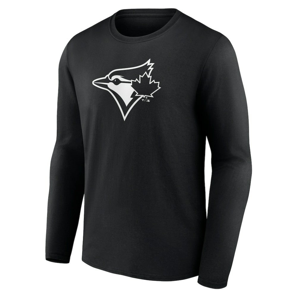 Toronto Blue Jays Monochrome Personalized Name & Number Long Sleeve T-Shirt - Black