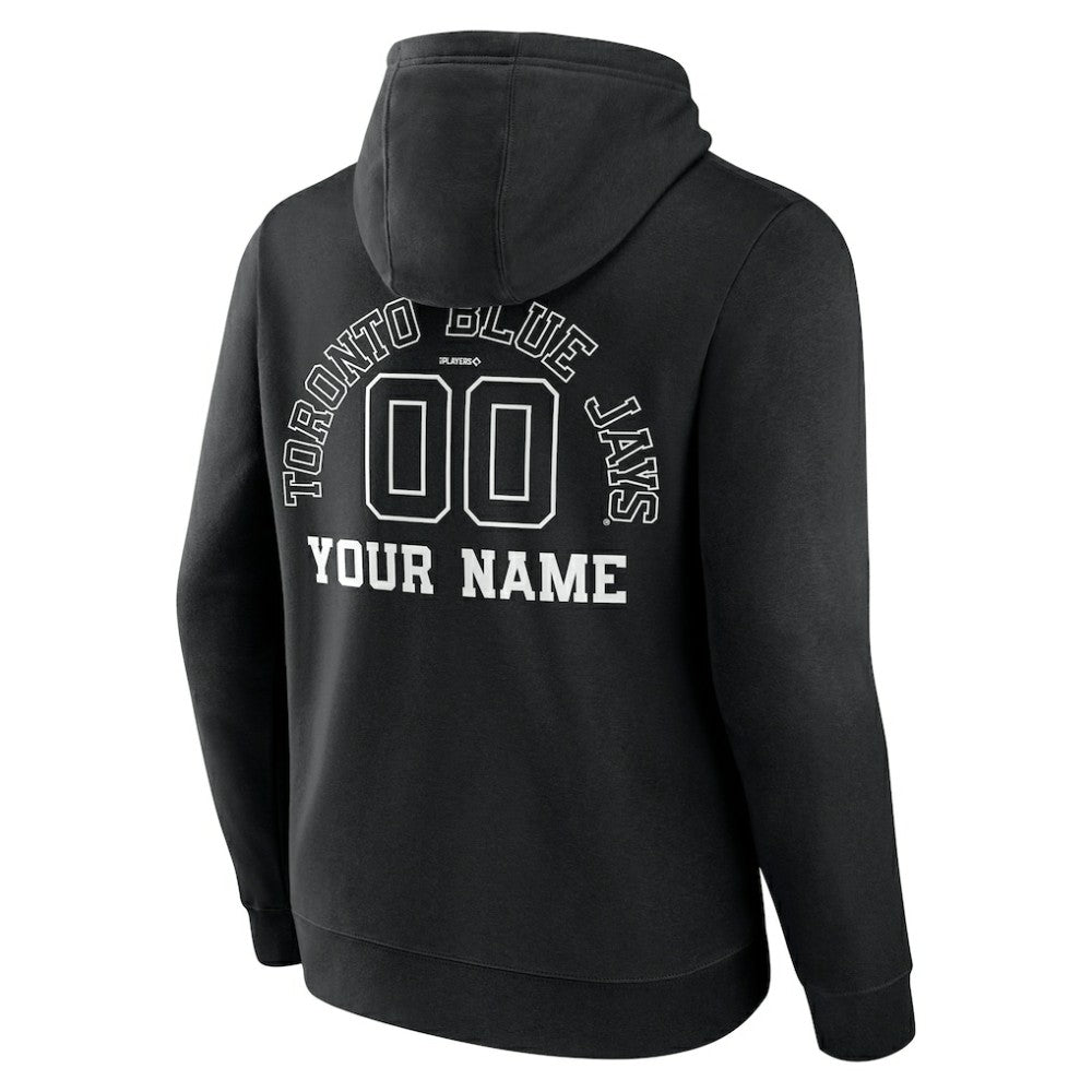Toronto Blue Jays Monochrome Personalized Name & Number Pullover Hoodie - Black