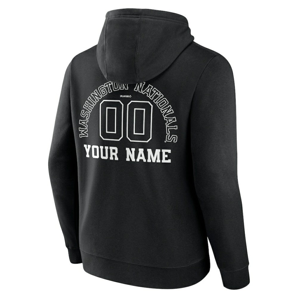 Washington Nationals Monochrome Personalized Name & Number Pullover Hoodie - Black