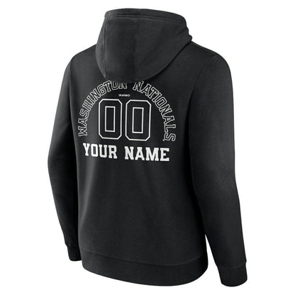 Washington Nationals Monochrome Personalized Name & Number Pullover Hoodie - Black