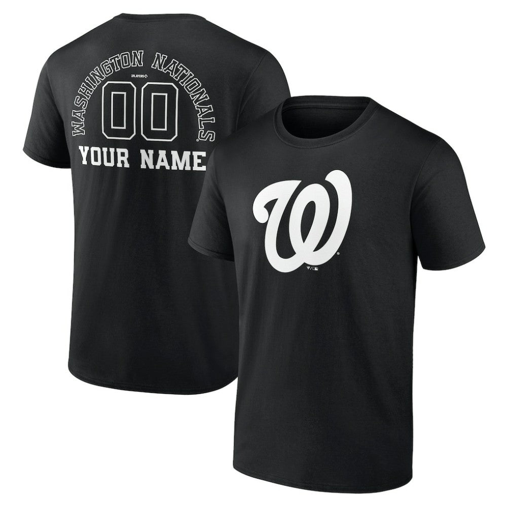 Washington Nationals Monochrome Personalized Name & Number T-Shirt - Black