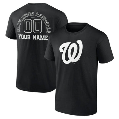 Washington Nationals Monochrome Personalized Name & Number T-Shirt - Black