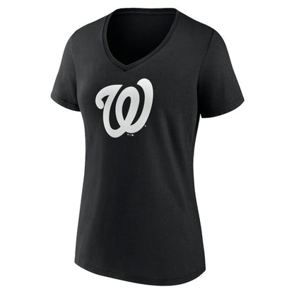Washington Nationals Women's Monochrome Personalized Name & Number V-Neck T-Shirt - Black