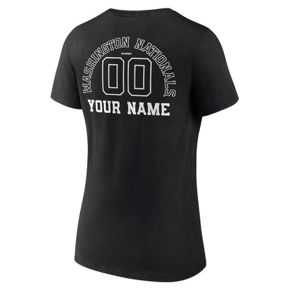 Washington Nationals Women's Monochrome Personalized Name & Number V-Neck T-Shirt - Black