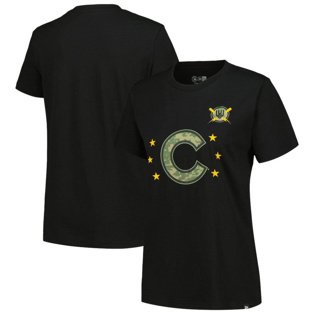 Chicago Cubs Women's Armed Forces Day T-Shirt - Black | New Era