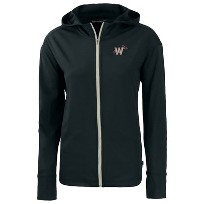 Washington Nationals Cutter & Buck Women's City Connect Daybreak Eco Recycled Full-Zip Hoodie - Black