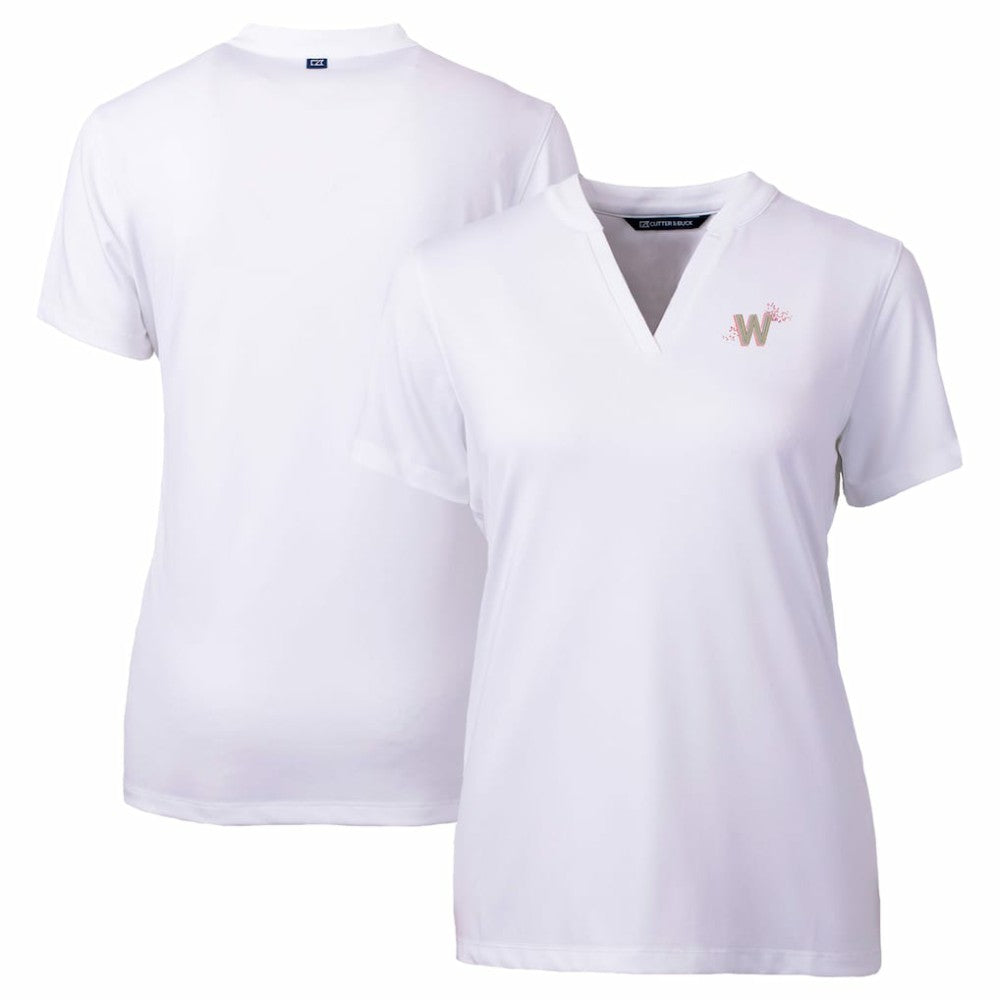 Washington Nationals Cutter & Buck Women's City Connect Forge Heathered Stretch Blade Top - White