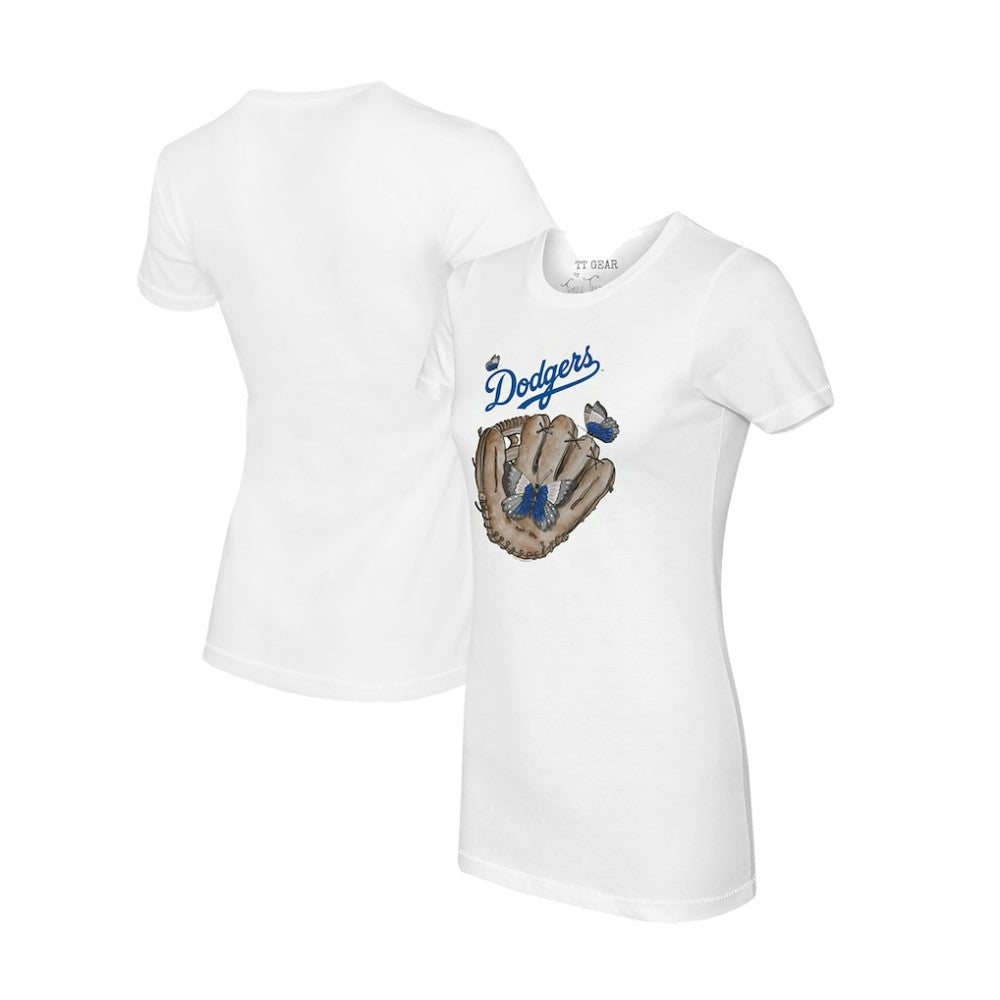 Los Angeles Dodgers Tiny Turnip Women's Butterfly Glove T-Shirt - White