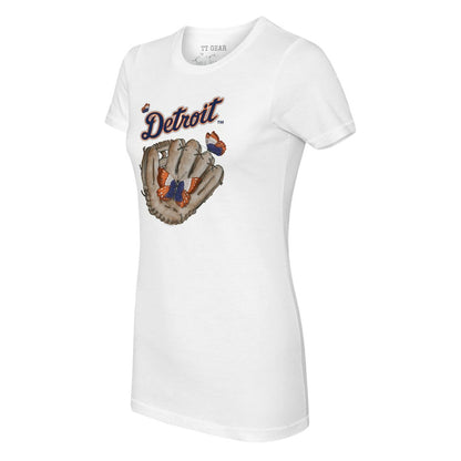 Detroit Tigers Tiny Turnip Women's Butterfly Glove T-Shirt - White