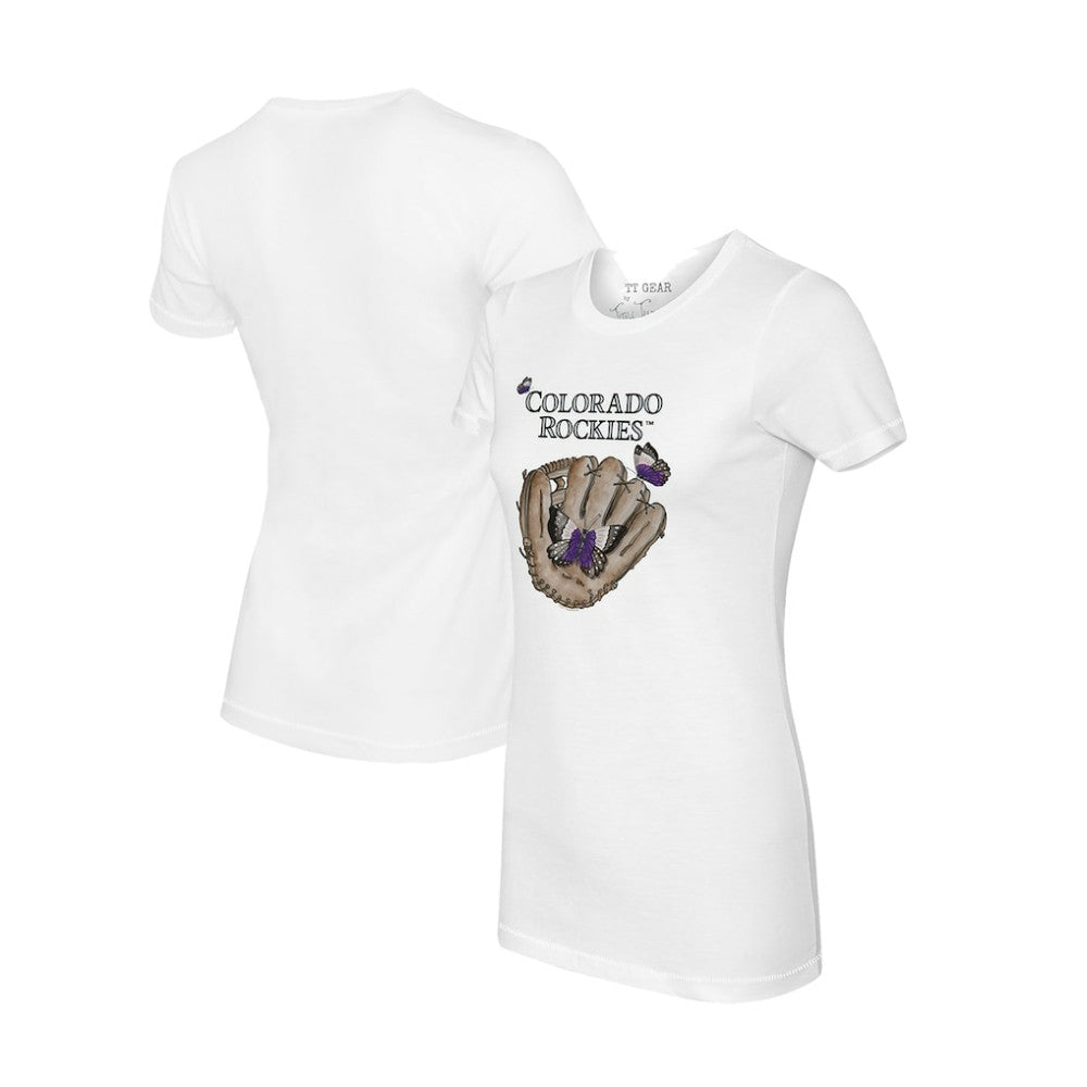 Colorado Rockies Tiny Turnip Women's Butterfly Glove T-Shirt - White
