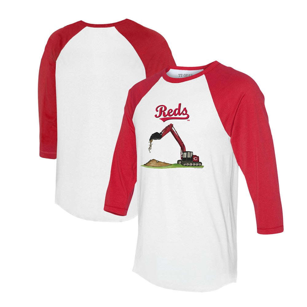 Cincinnati Reds Tiny Turnip Unisex Excavator 3/4-Sleeve Raglan T-Shirt - White/Red