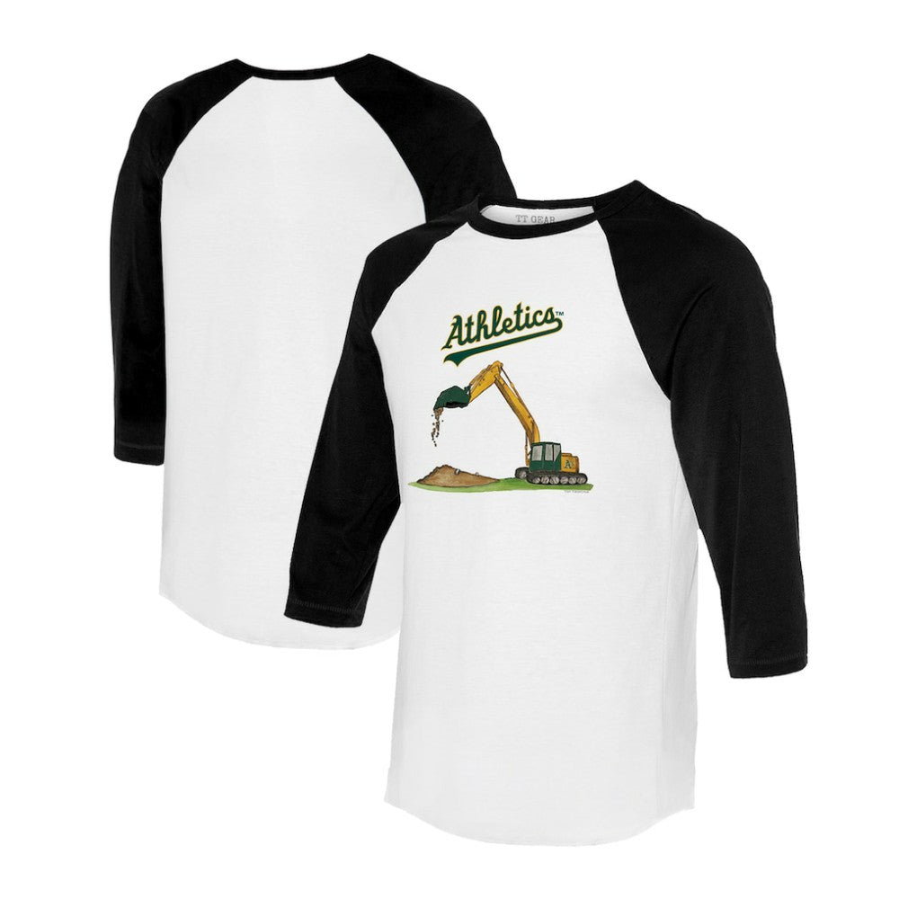 Athletics Tiny Turnip Unisex Excavator 3/4-Sleeve Raglan T-Shirt - White/Black