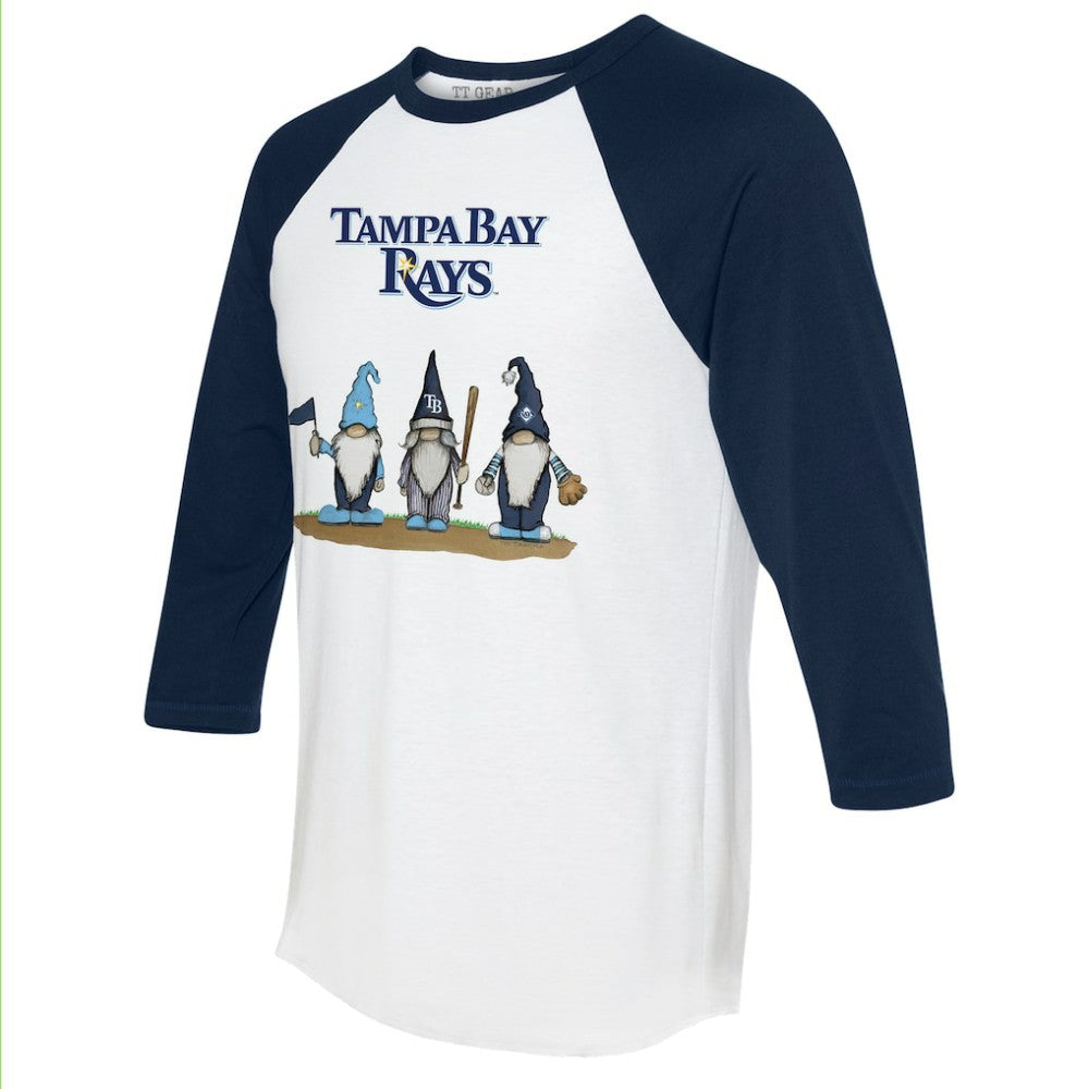 Tampa Bay Rays Tiny Turnip Unisex Gnomes 3/4-Sleeve Raglan T-Shirt - White/Navy