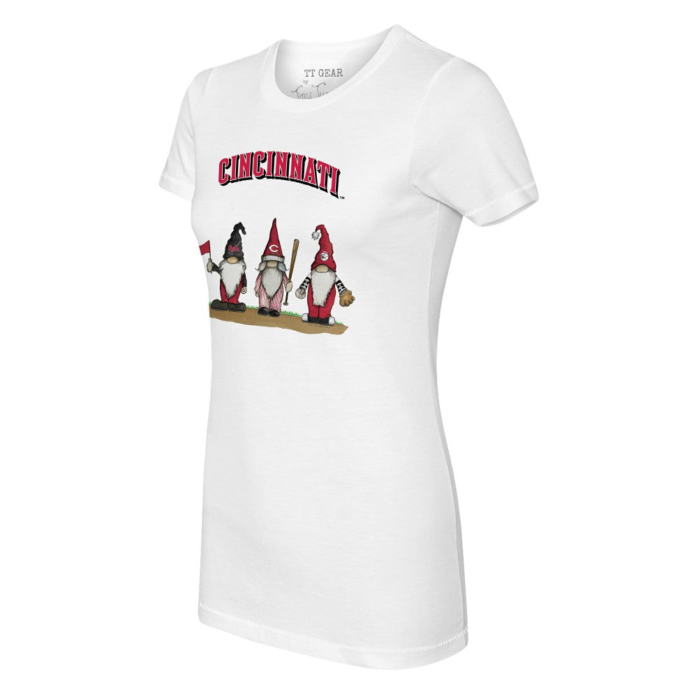 Cincinnati Reds Tiny Turnip Women's Gnomes T-Shirt - White