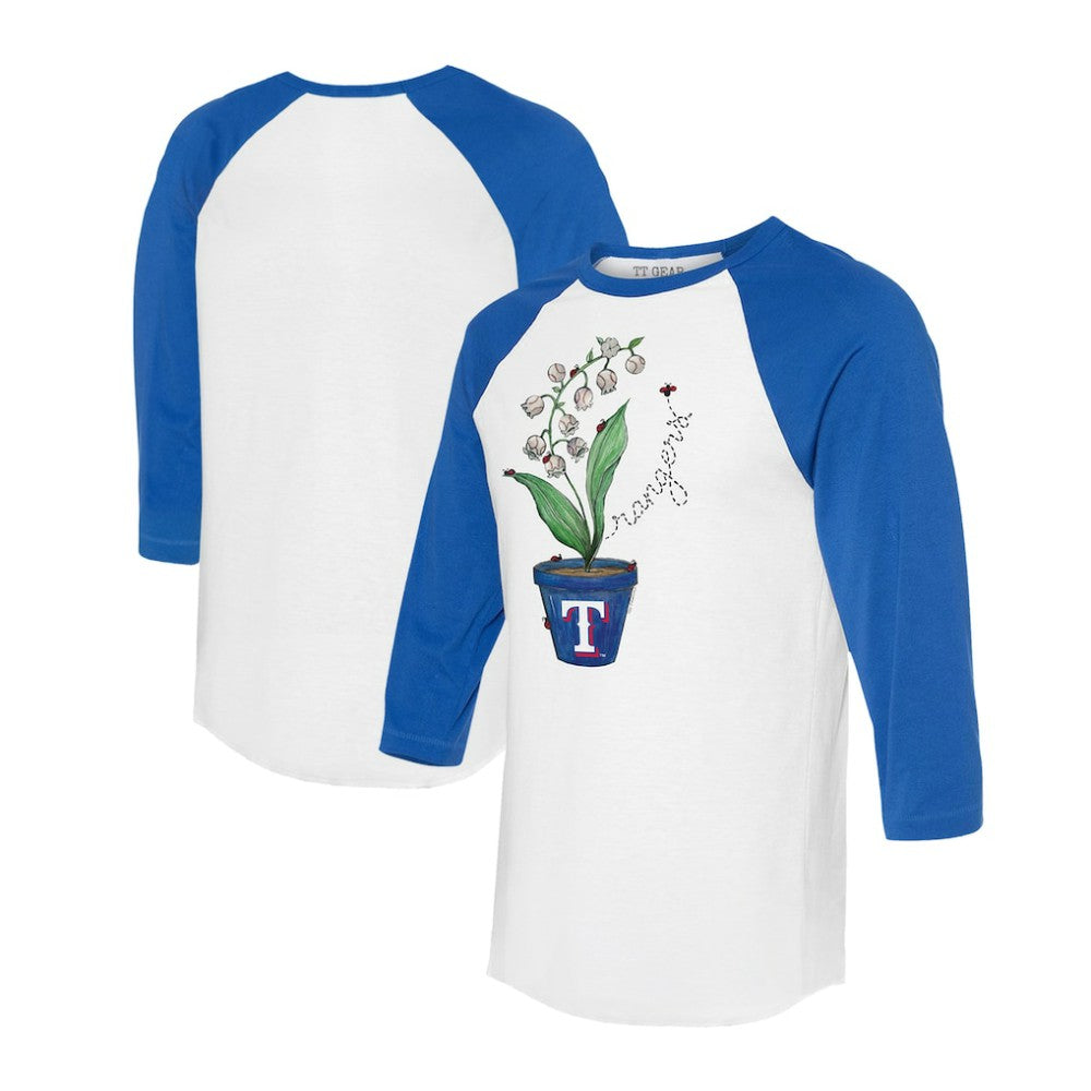 Texas Rangers Tiny Turnip Unisex Lilies & Ladybugs 3/4-Sleeve Raglan T-Shirt - White/Royal
