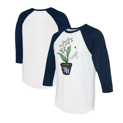 Tampa Bay Rays Tiny Turnip Unisex Lilies & Ladybugs 3/4-Sleeve Raglan T-Shirt - White/Navy
