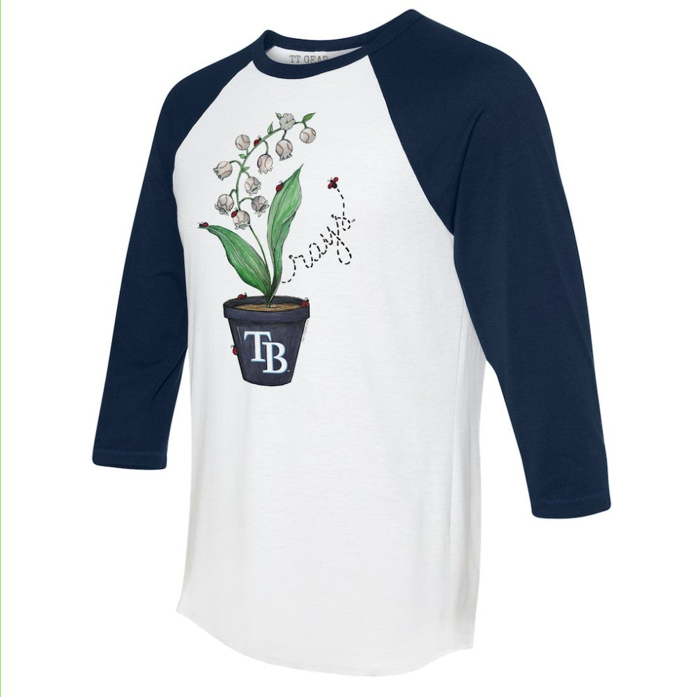 Tampa Bay Rays Tiny Turnip Unisex Lilies & Ladybugs 3/4-Sleeve Raglan T-Shirt - White/Navy