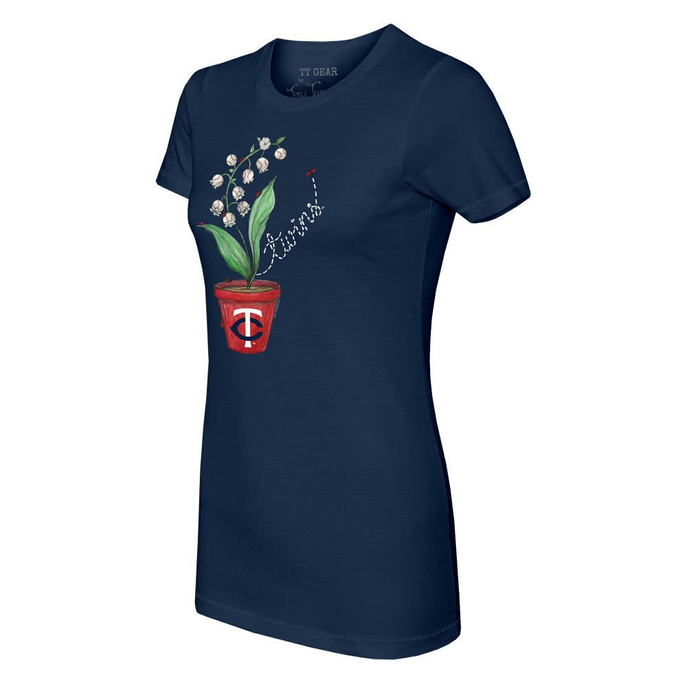 Minnesota Twins Tiny Turnip Women's Lilies & Ladybugs T-Shirt - Navy