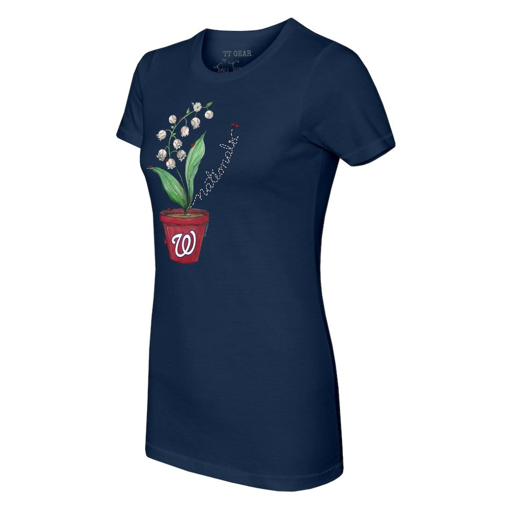 Washington Nationals Tiny Turnip Women's Lilies & Ladybugs T-Shirt - Navy