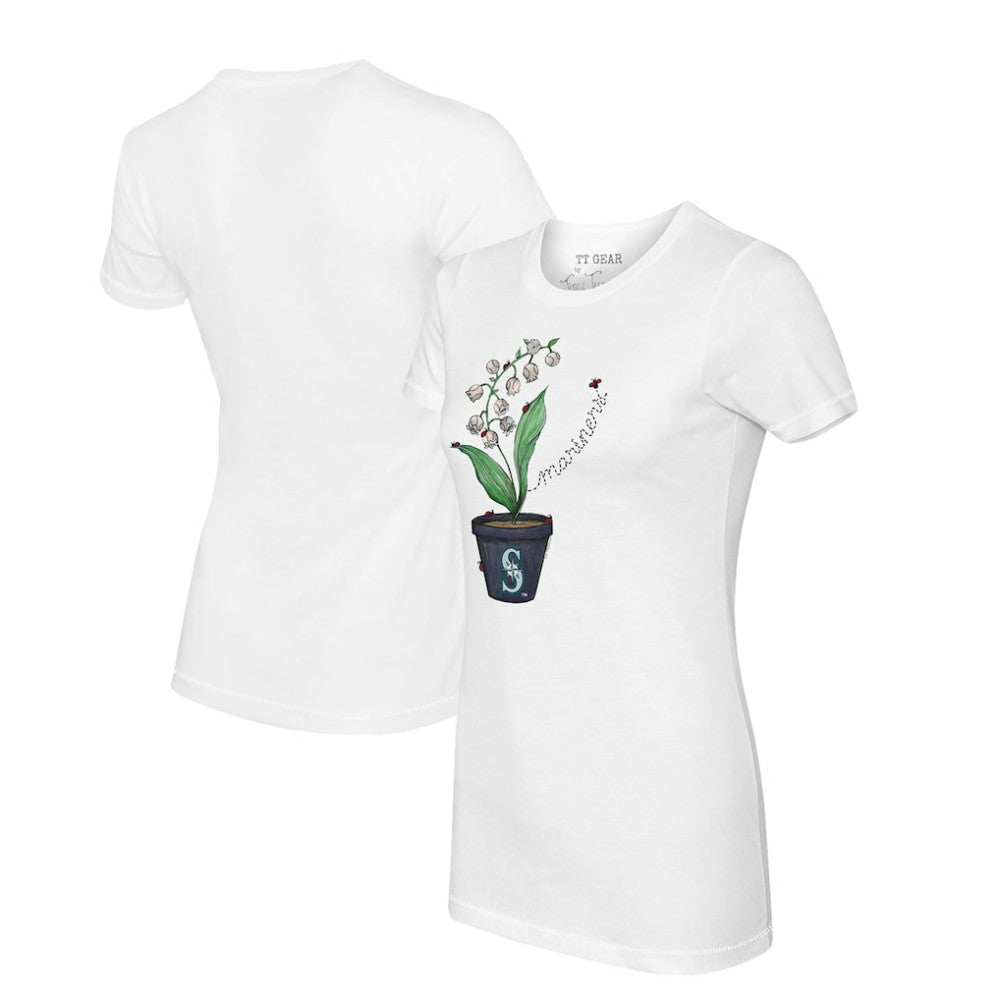 Seattle Mariners Tiny Turnip Women's Lilies & Ladybugs T-Shirt - White