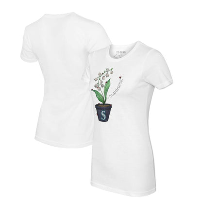 Seattle Mariners Tiny Turnip Women's Lilies & Ladybugs T-Shirt - White