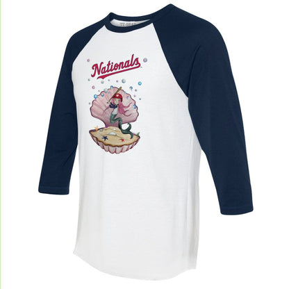 Washington Nationals Tiny Turnip Unisex Mermaid 3/4-Sleeve Raglan T-Shirt - White/Navy