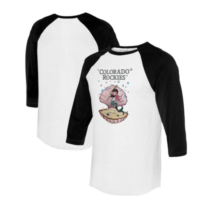 Colorado Rockies Tiny Turnip Unisex Mermaid 3/4-Sleeve Raglan T-Shirt - White/Black