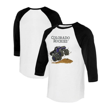 Colorado Rockies Tiny Turnip Unisex Monster Truck 3/4-Sleeve Raglan T-Shirt - White/Black
