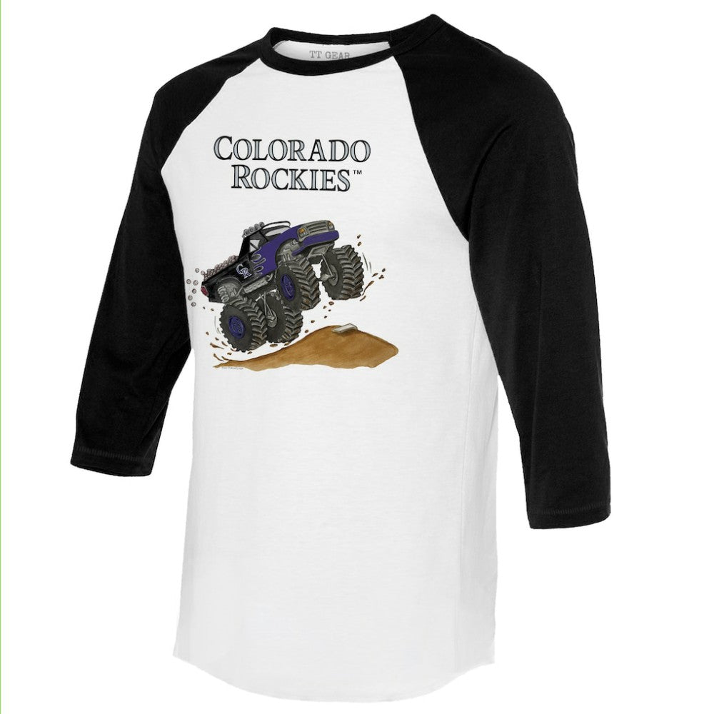 Colorado Rockies Tiny Turnip Unisex Monster Truck 3/4-Sleeve Raglan T-Shirt - White/Black